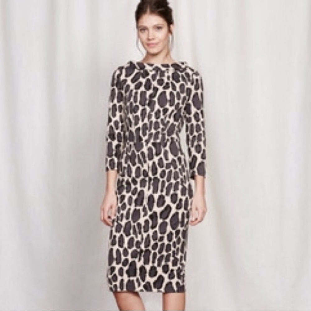 Boden Marisa Leopard Print Body-Con Midi Dress EUC US 6P